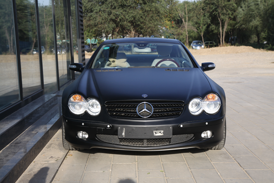 奔驰sl350全车亚光黑车身改色案例