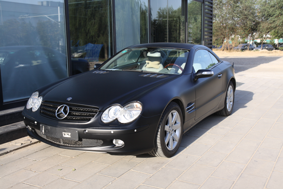 奔驰sl350全车亚光黑车身改色案例