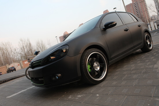 高尔夫6全车亚光黑车身改色案例