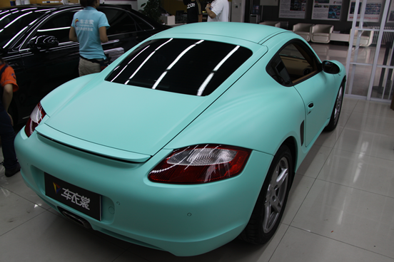 车衣裳——保时捷卡曼全车亚光蒂芙尼蓝车身改色案例