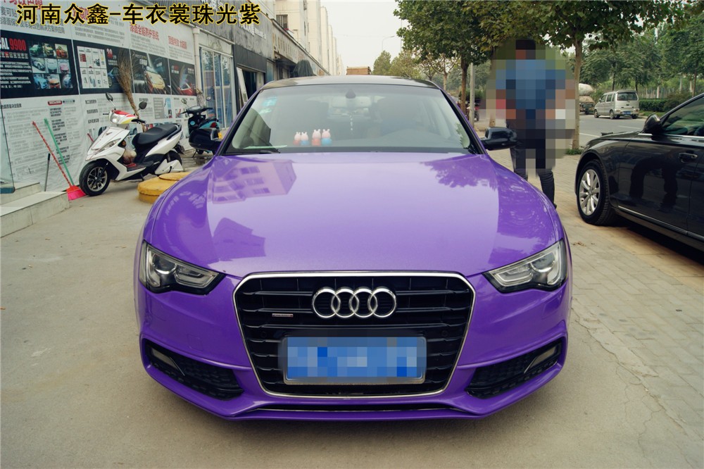 白色a5全车珠光紫搭配车顶高光黑效果图