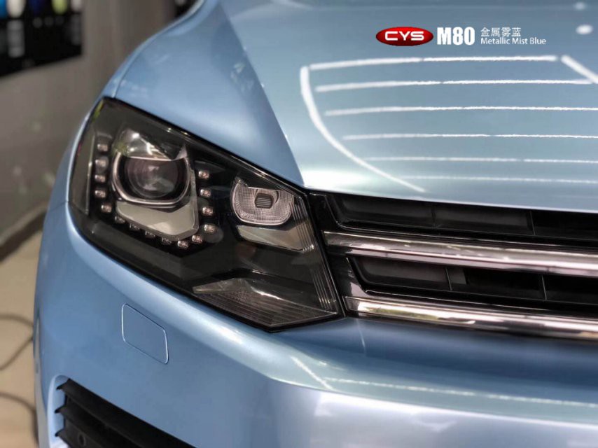 大众途锐金属雾蓝M80汽车改色 大众途锐金属雾蓝M80汽车改色